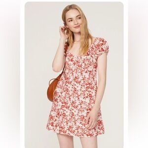 Madewell Margie Orange & White Floral Boho/Cottagecore Mini Dress Size 4